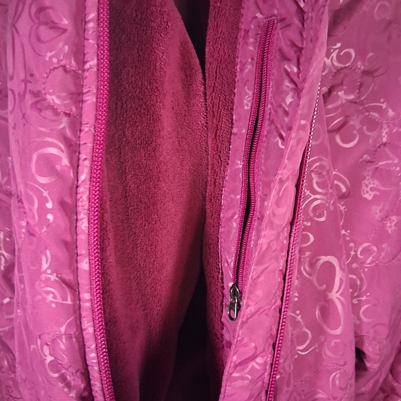 White Sierra Lined Floral Fuschia/Pink Barbiecore Women's Puffer Jacket M - Picture 11 of 12